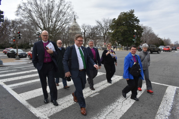 Bishops walk to their meetings